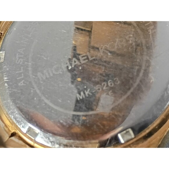 Michael Kors Blair Steel Rose Gold-Tone Dial Crystal Quartz Watch New Battery - Picture 10 of 16